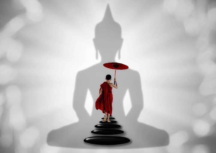 moine et bouddha