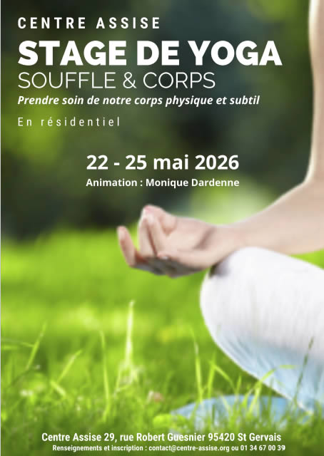 affiche stage de yoga en ile de france mai 2026 avec Monique dardenne